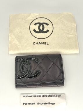 🖤🩷CHANEL Black Cambon CC Flap Card Holder Wallet w/Dust Bag and Entrupy COA